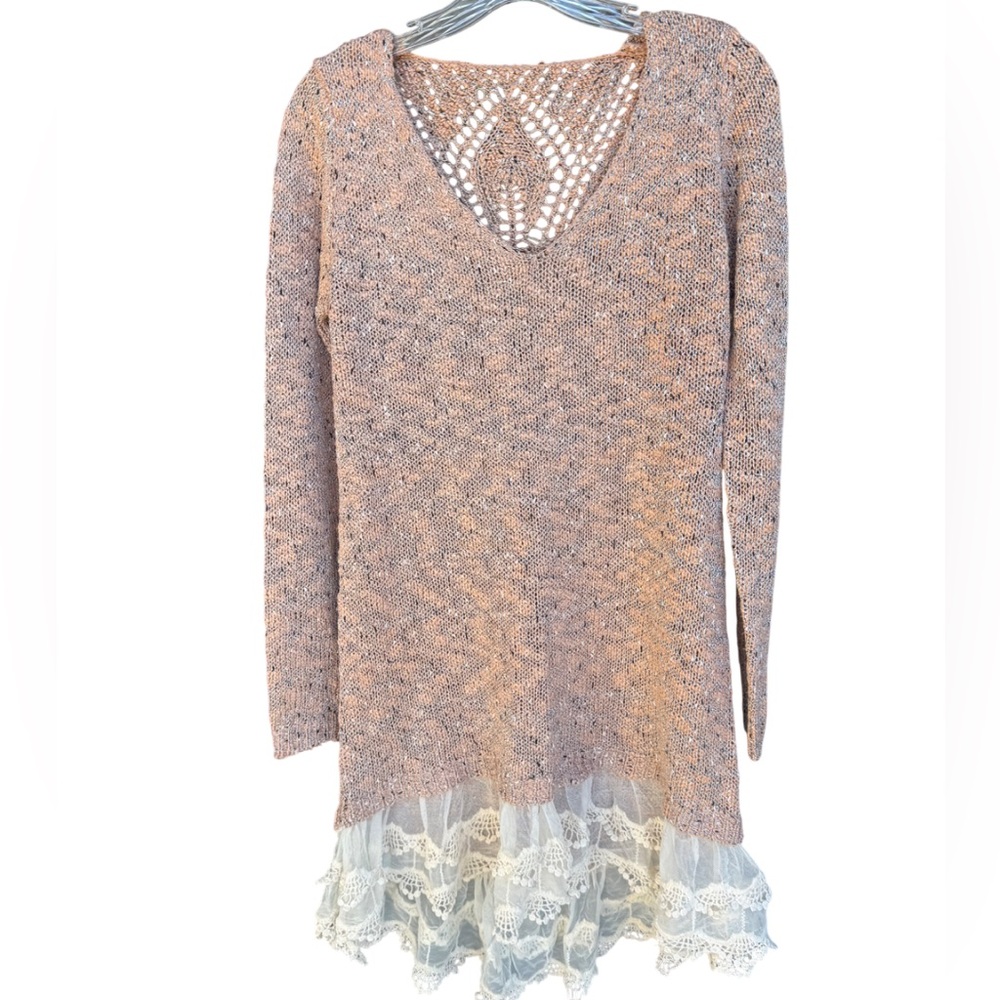 Altar'd State Final Chapter Lace Hem Tunic Sweater Dress